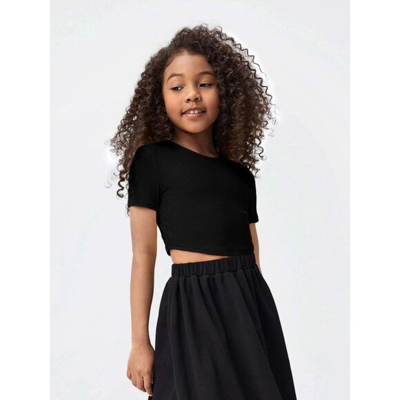 NEW SHEIN Girls Solid Round Neck Tee Size 11-12Y - Picture 5 of 8